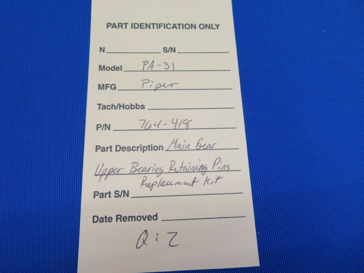 Piper Main Gear Upper Bearing Retaining Pins Replace Kit 764-418 NOS(0820-321)