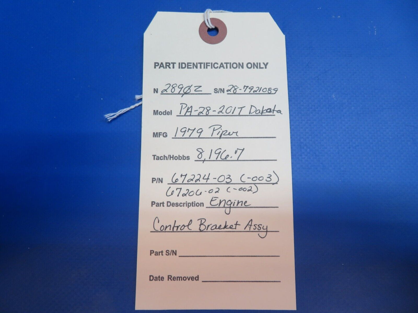 Piper PA-28-201T Dakota Engine Control Bracket Assy P/N 67224-03 (1222-651)
