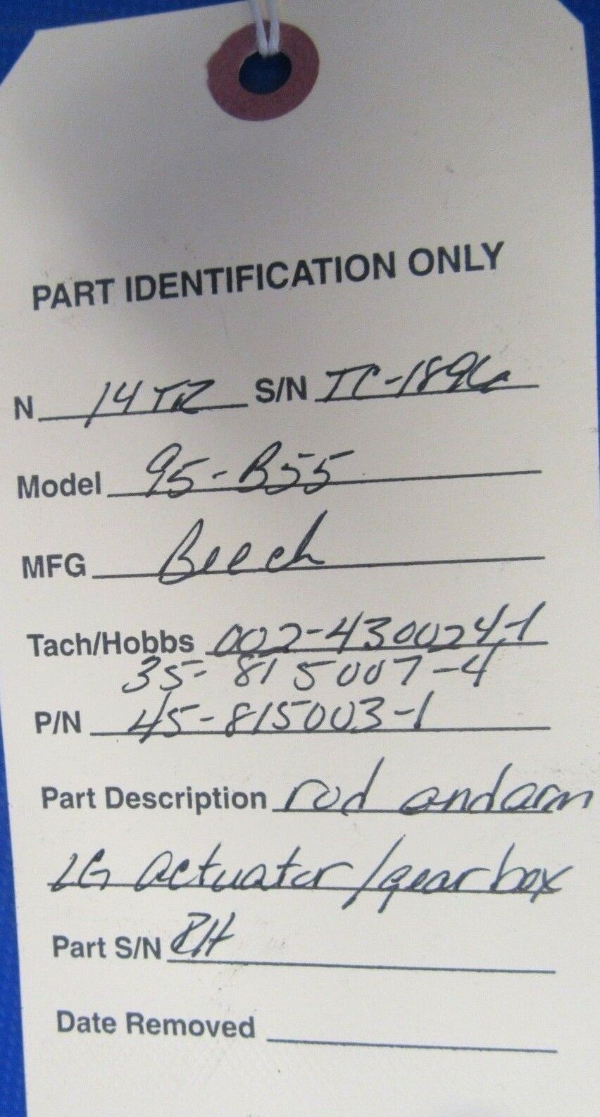 Beech Baron 95-B55 Rod & Arm LG Actuator / Gear Box RH 45-815003-1 (1118-56)