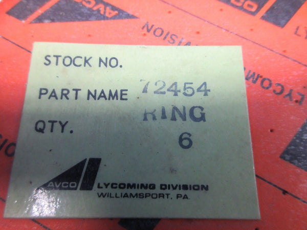 Lycoming Piston Rings P/N 72454 LOT OF 6 NEW OLD STOCK (0224-1699)