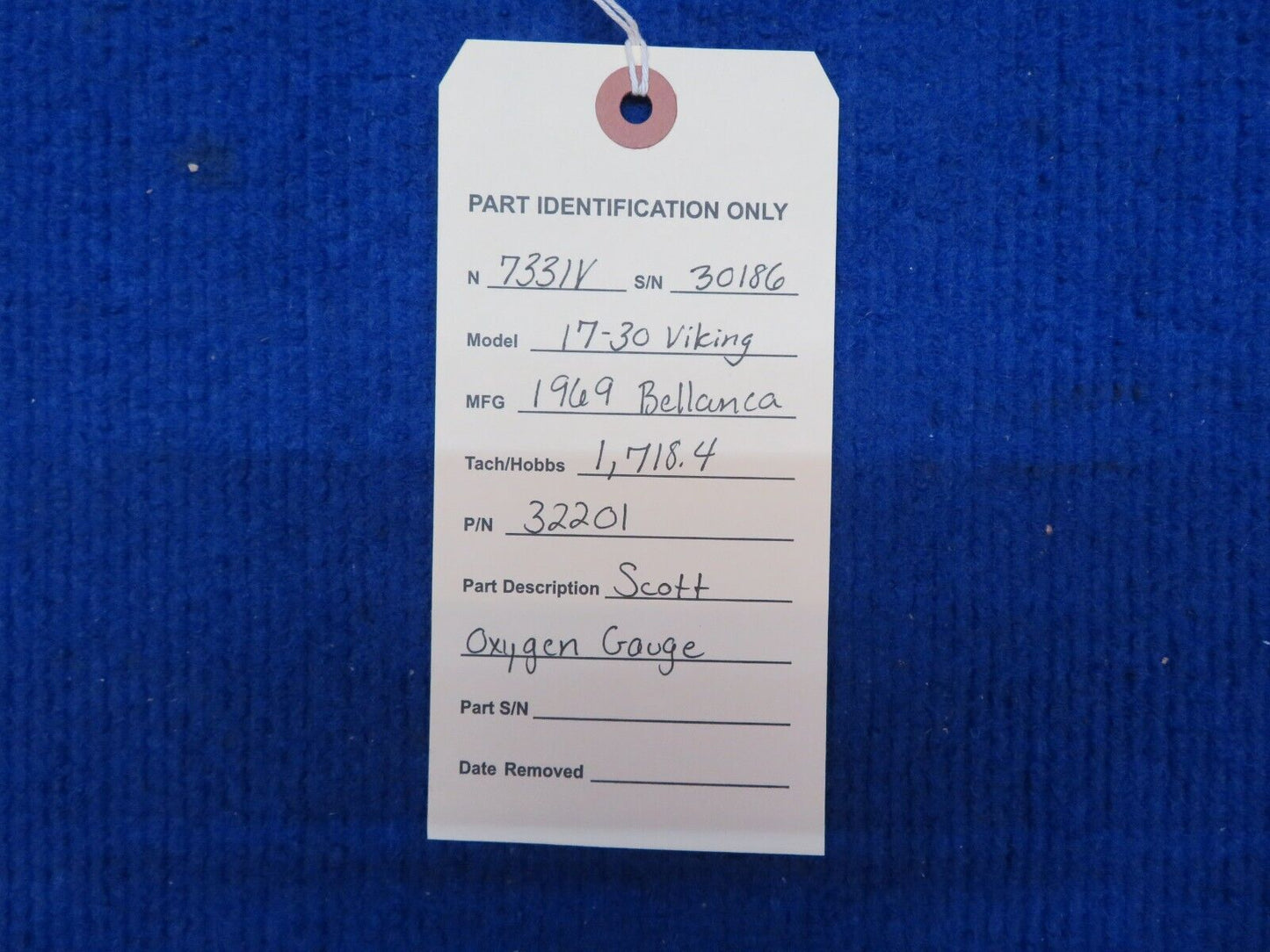 Bellanca 17-30 Viking Scott Oxygen Gauge P/N 32201 (0622-675)