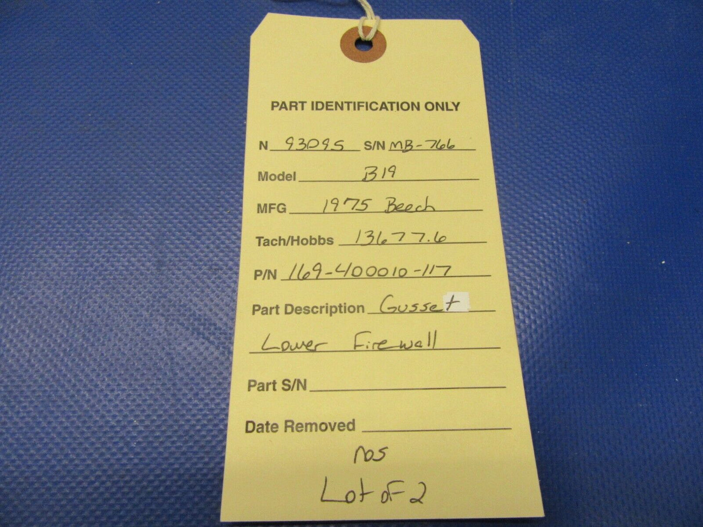 Beech B19 Sport Gusset Lower Firewall P/N 169-400010-117 LOT OF 2 NOS (0421-364)