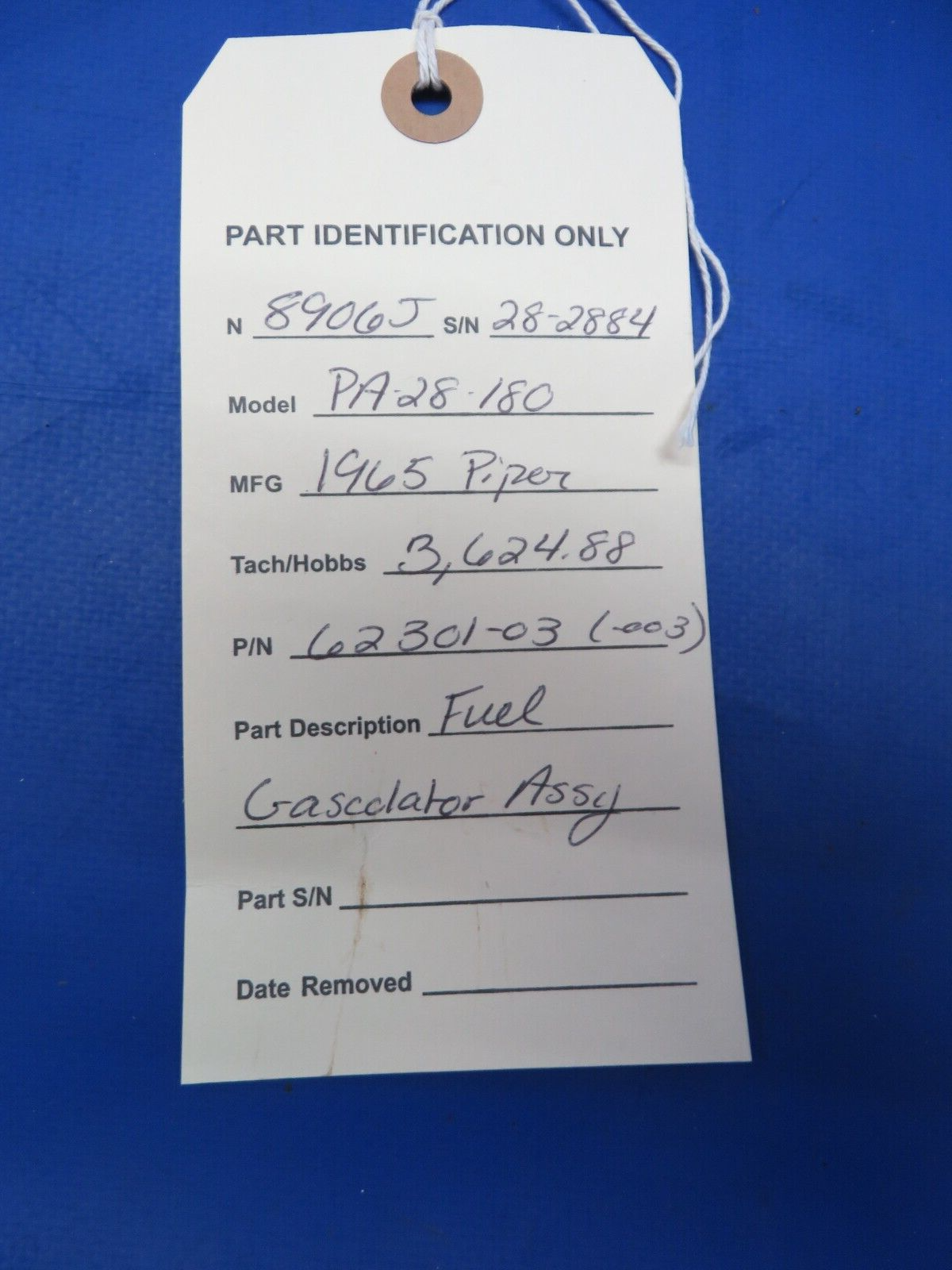 Piper PA-28-180 Fuel Gascolator Assy P/N 62301-03 (0723-718)