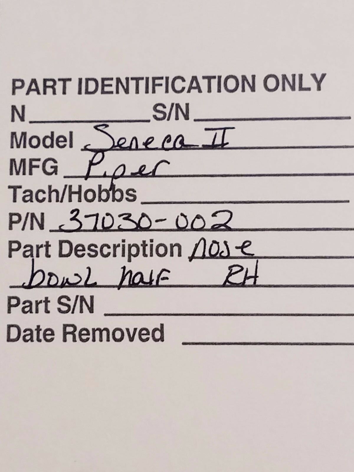 Piper Seneca II Nose Bowl RH P/N 37030-002 (0716-31)