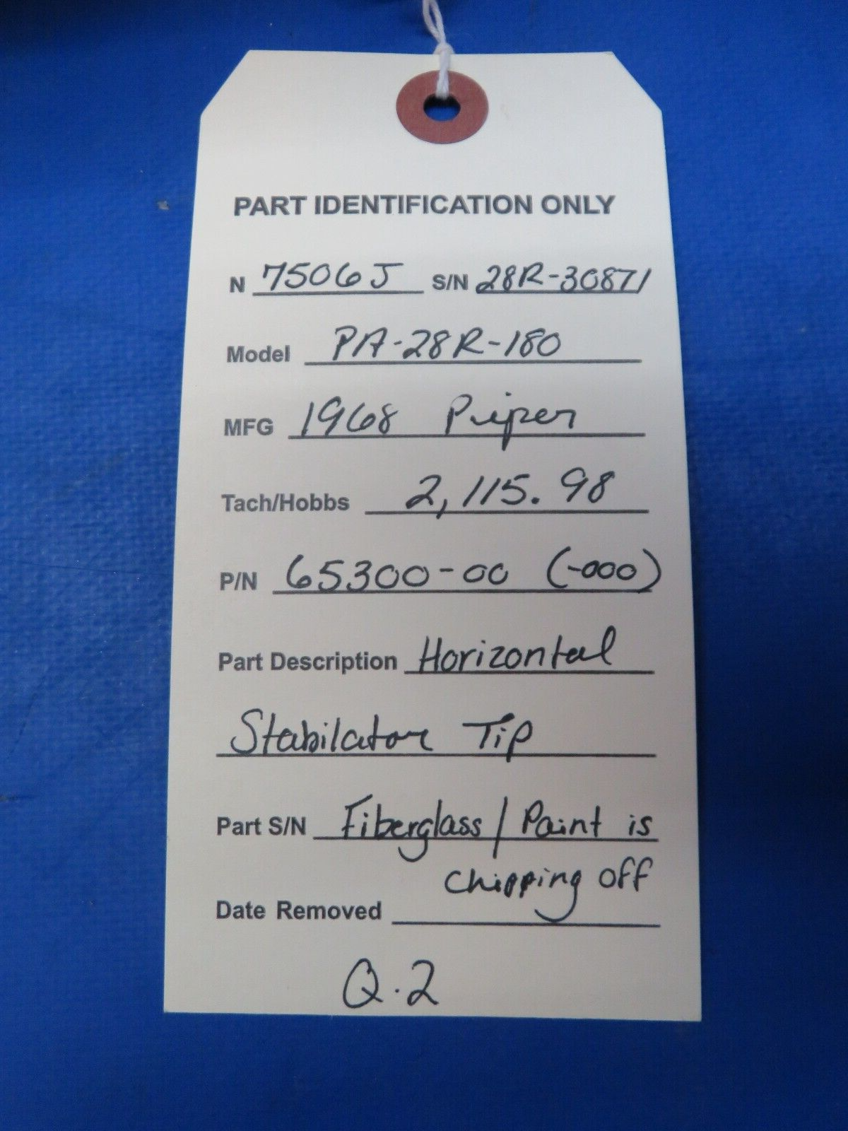 Piper PA-28R-180 Horizontal Stabilator Tip P/N 65300-00 (1123-413)
