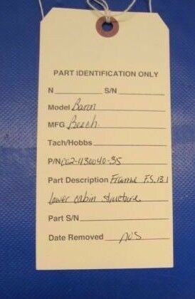 Beech Baron B55 Lower Cabin Frame F.S. 131 P/N 002-430040-35 NOS (0617-04)