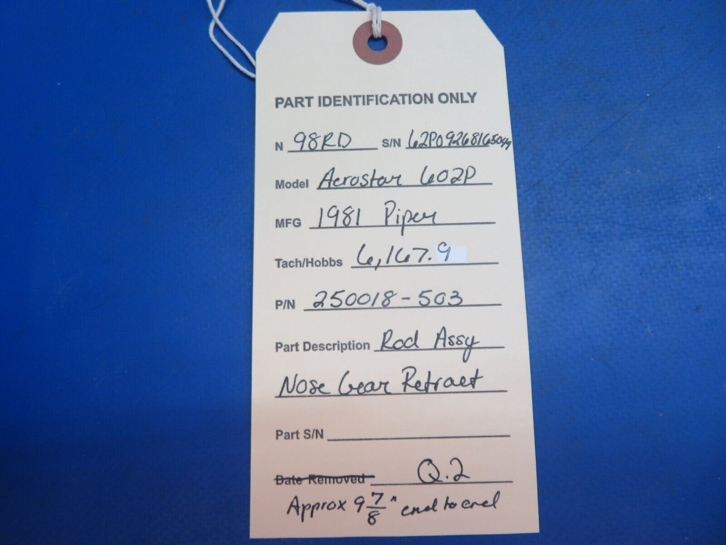 Piper Aerostar 602P Rod Assy Nose Gear Retract P/N 250018-503 (0123-640)