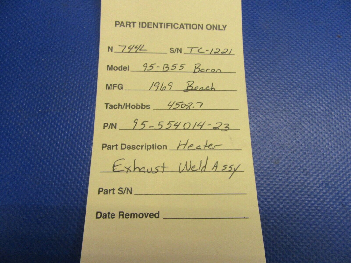 Beech 95-B55 Baron Heater Exhaust Weld P/N 95-554014-23 (0721-307)