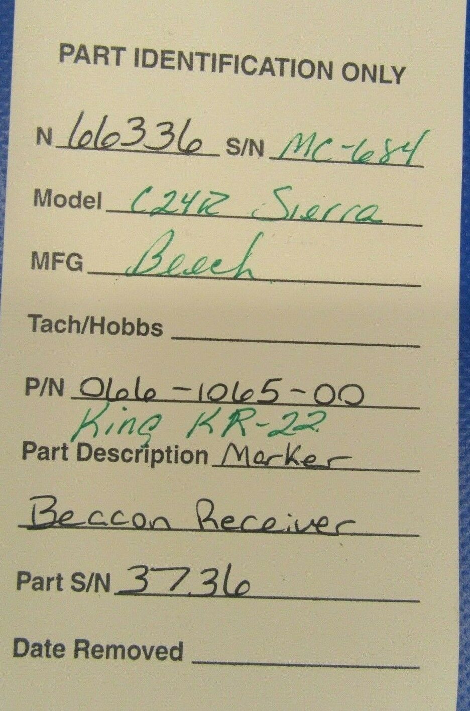 King KR-22 Marker Beacon Receiver 066-1065-00 (0119-343)