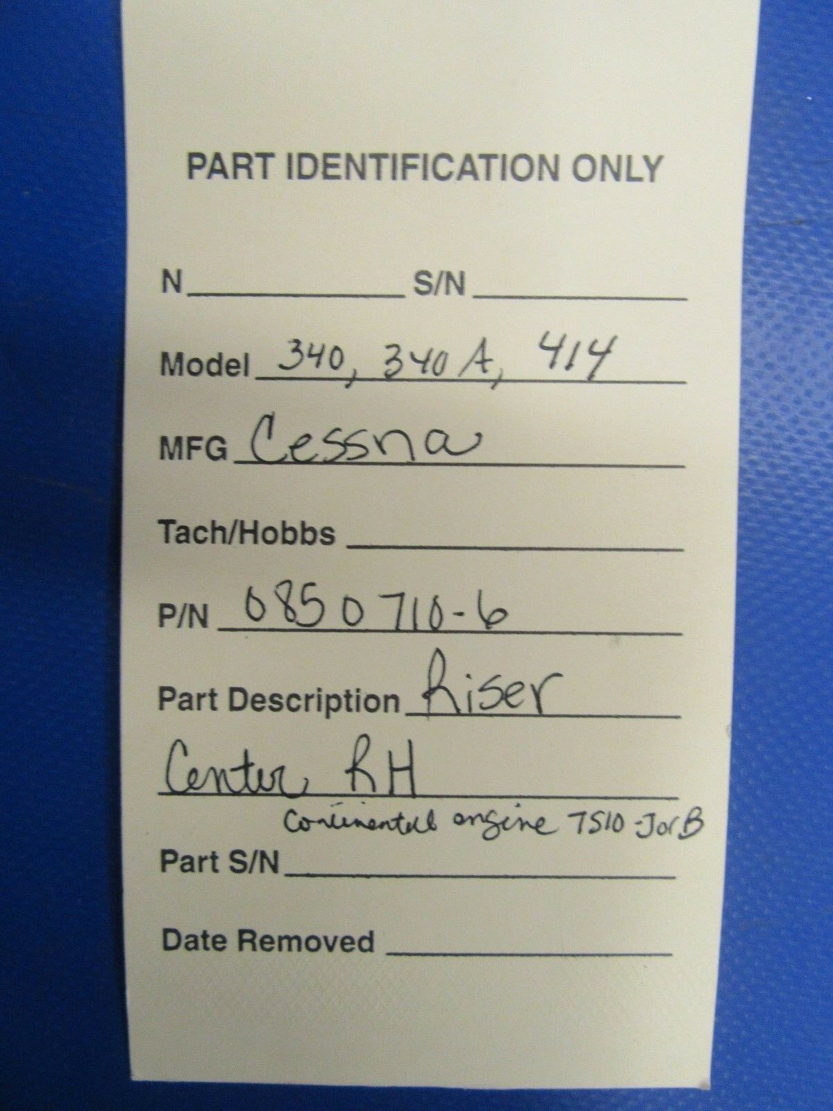 Cessna 340 340A 414 Riser Center RH 0850710-6 (1218-248)