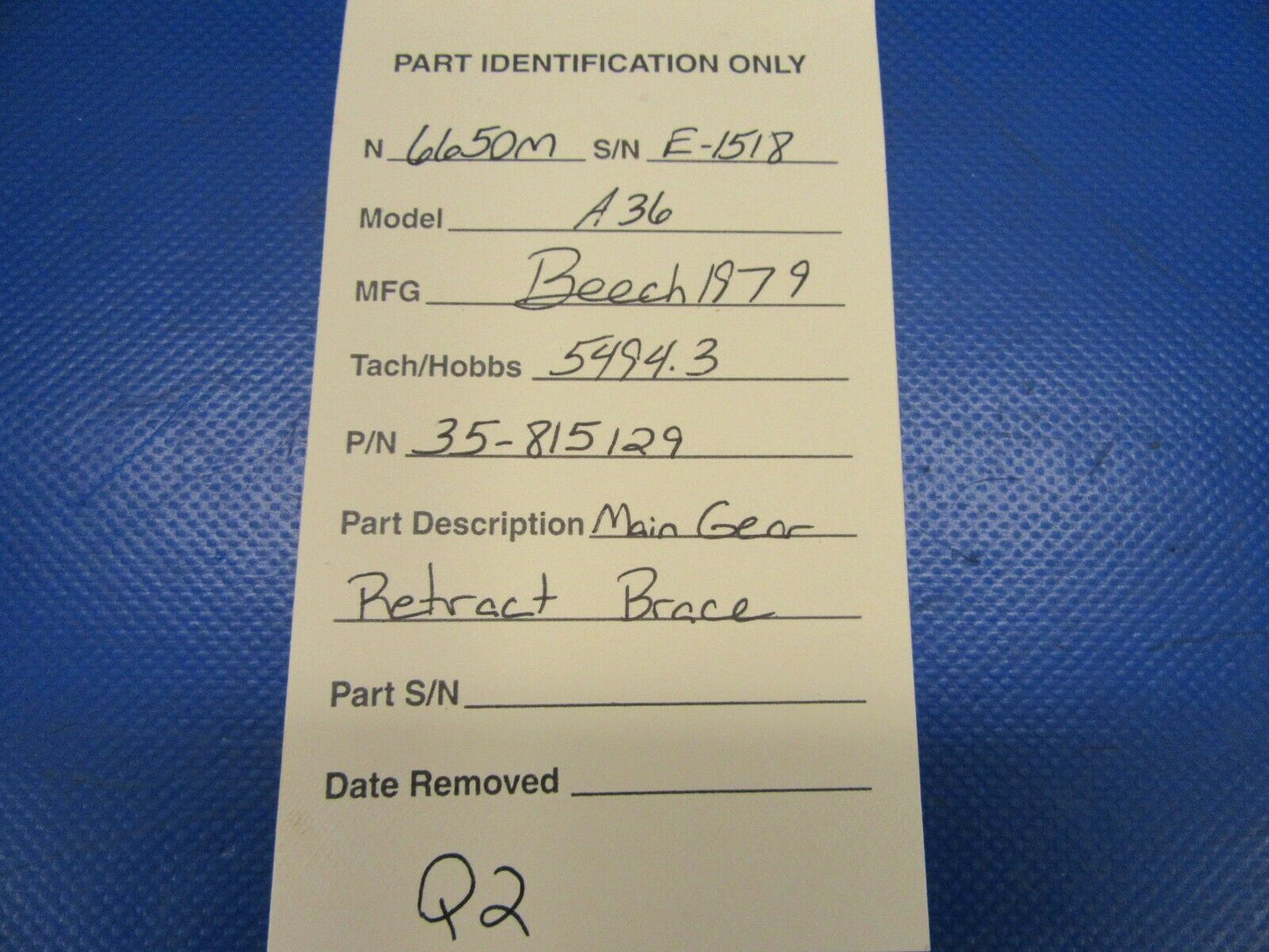 Beech Bonanza A36 Main Gear Retract Brace P/N 35-815129 (0619-468)
