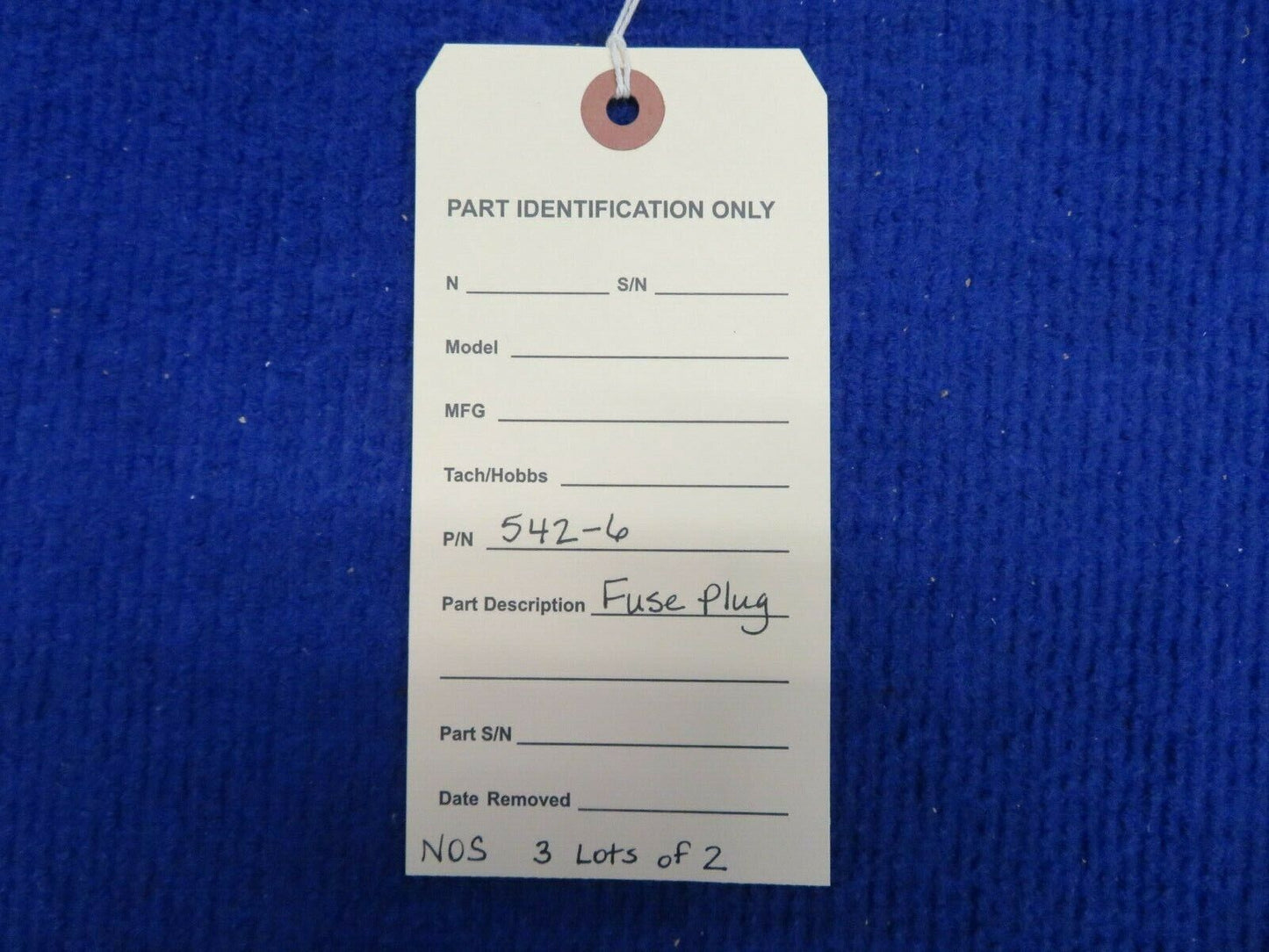 Fuse Plug P/N 542-6 LOT OF 2 NOS (0522-638)