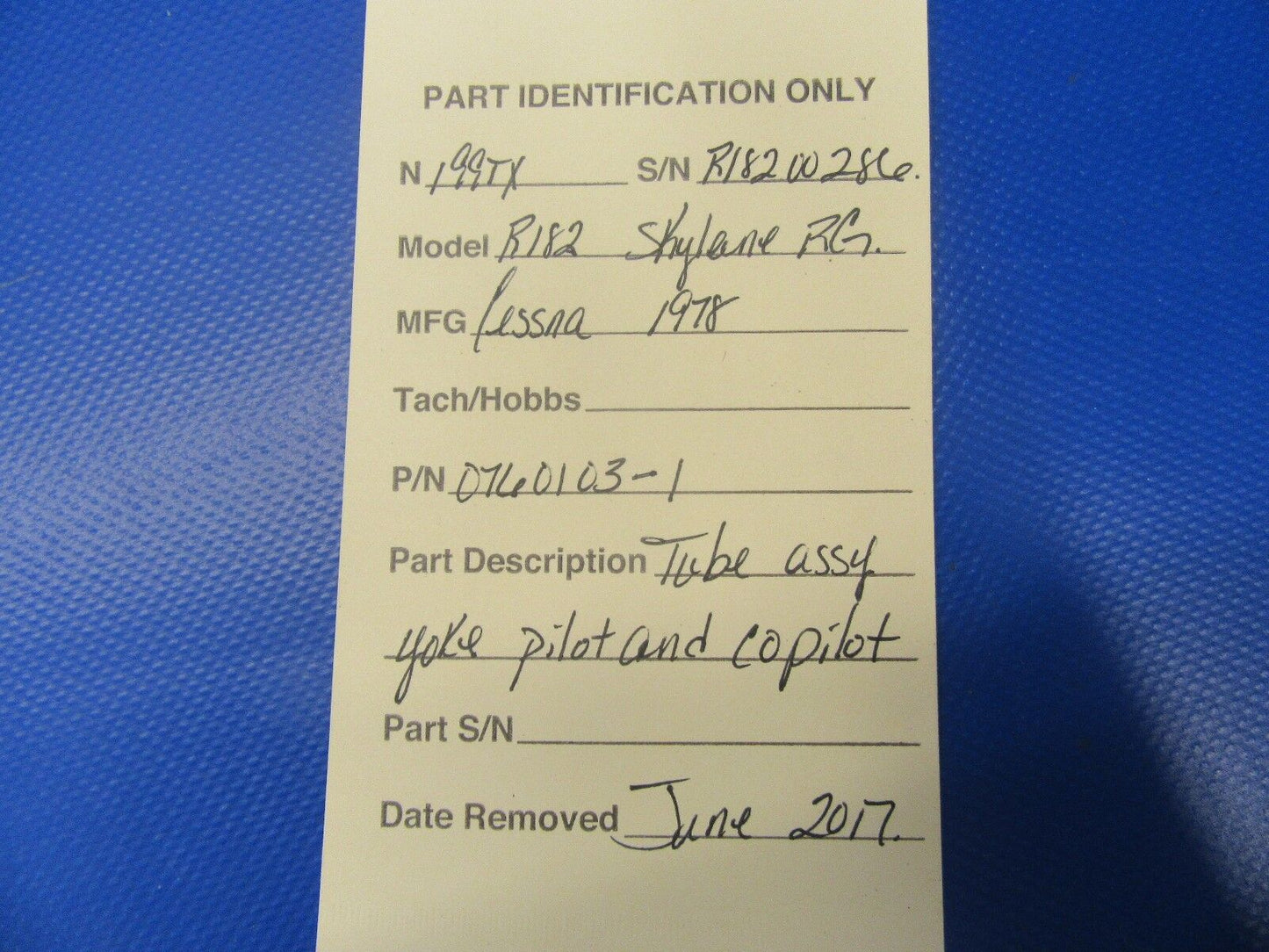Cessna R182 Tube Assy Control Column P/N 0760103-1 (0817-101)