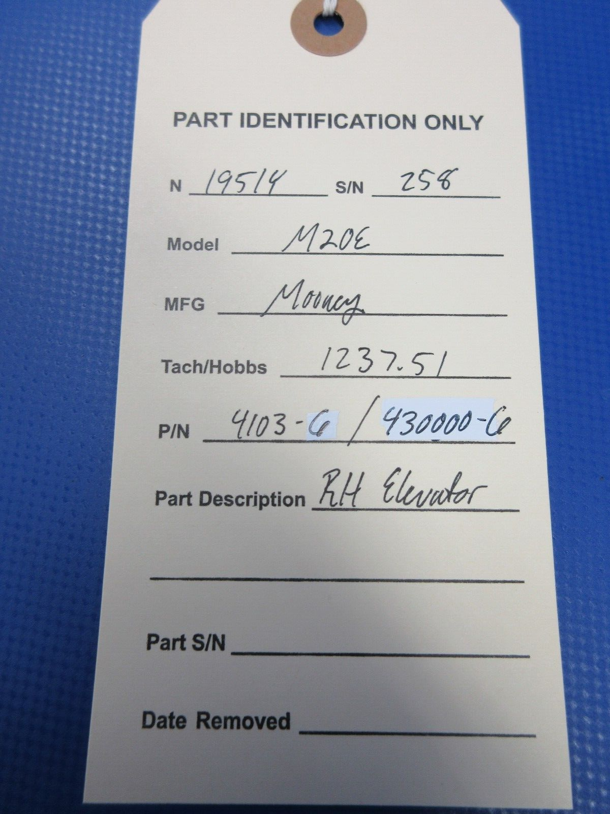 Mooney M20 / M20E RH Elevator P/N 4103-6 / 430000-6 (0124-01)