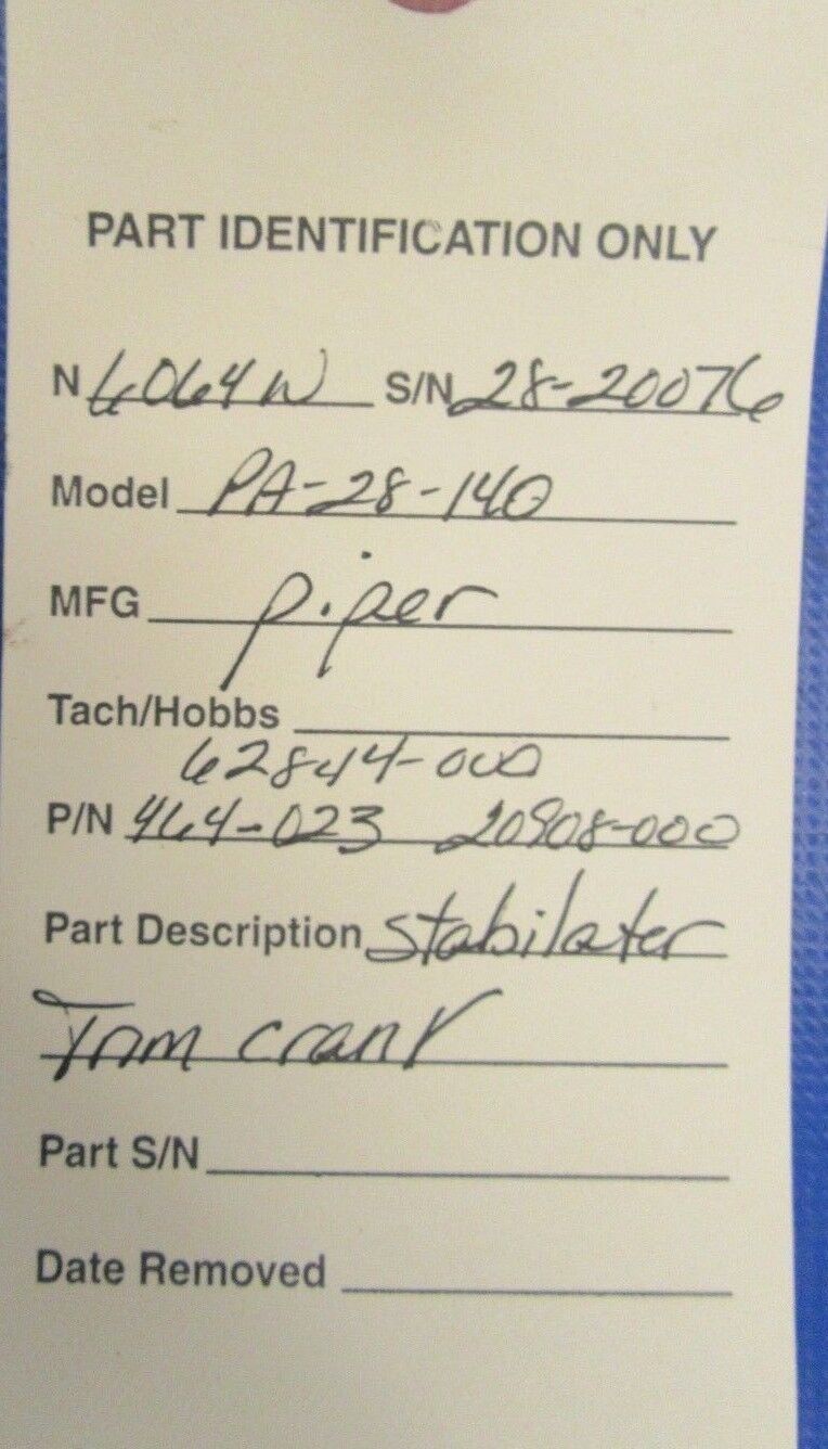 Piper PA-28-140 Cherokee Stabilator Trim Crank 464-023, 20908-000 (1018-185)