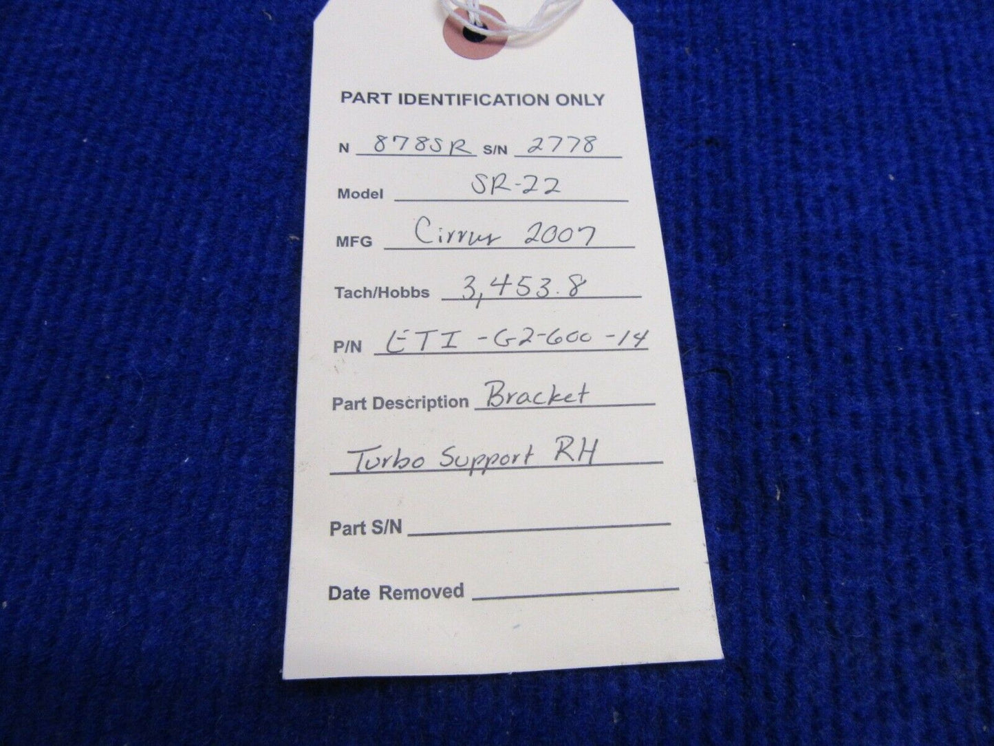 Cirrus SR-22 Tornado Alley Bracket Turbo Support RH P/N ETI-G2-600-14 (0122-452)
