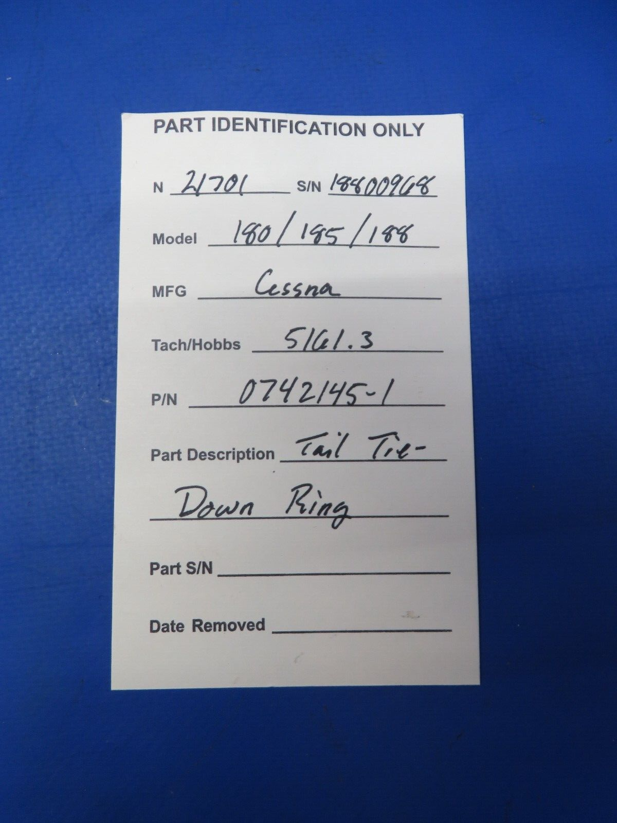Cessna 188B AGpickup Tail Tie Down Ring P/N 0742145-1 (0723-574)