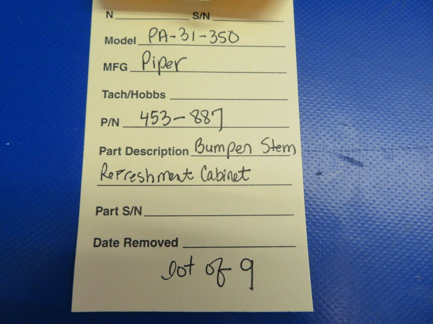 Piper PA-31-350 Bumper Stem Refreshment Cabinet LOT OF 9 P/N 453-887 (0720-528)