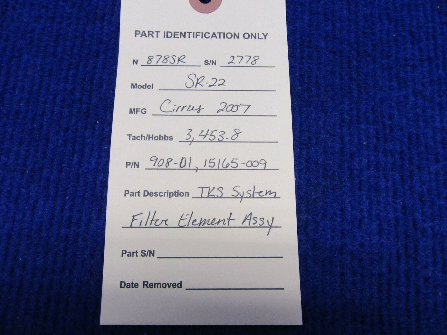 Cirrus SR-22 TKS System Filter Element Assy P/N 908-01, 15165-009 (0122-346)