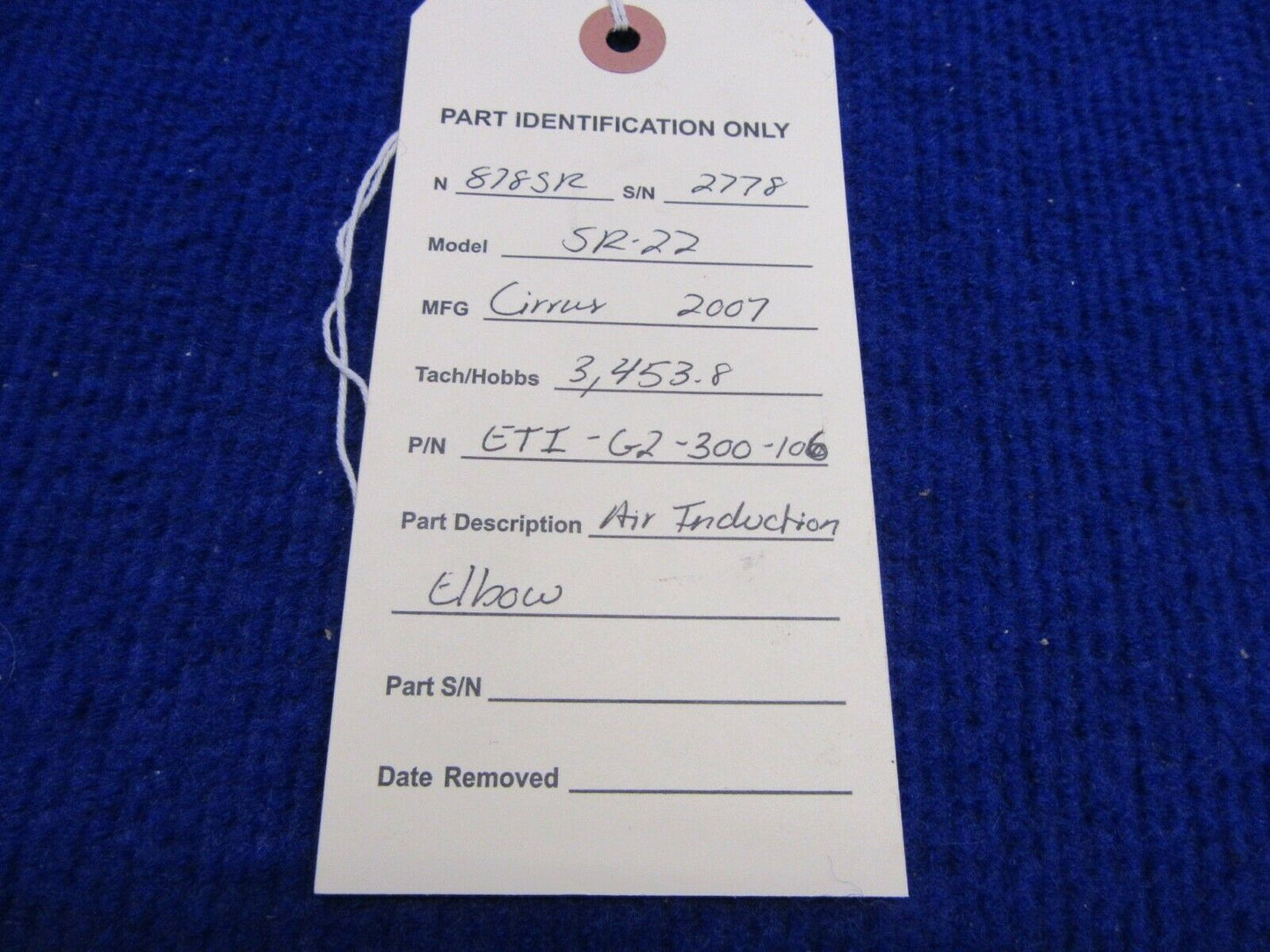 Cirrus SR-22 Tornado Alley Air Induction Elbow P/N ETI-G2-300-106 (0122-434)