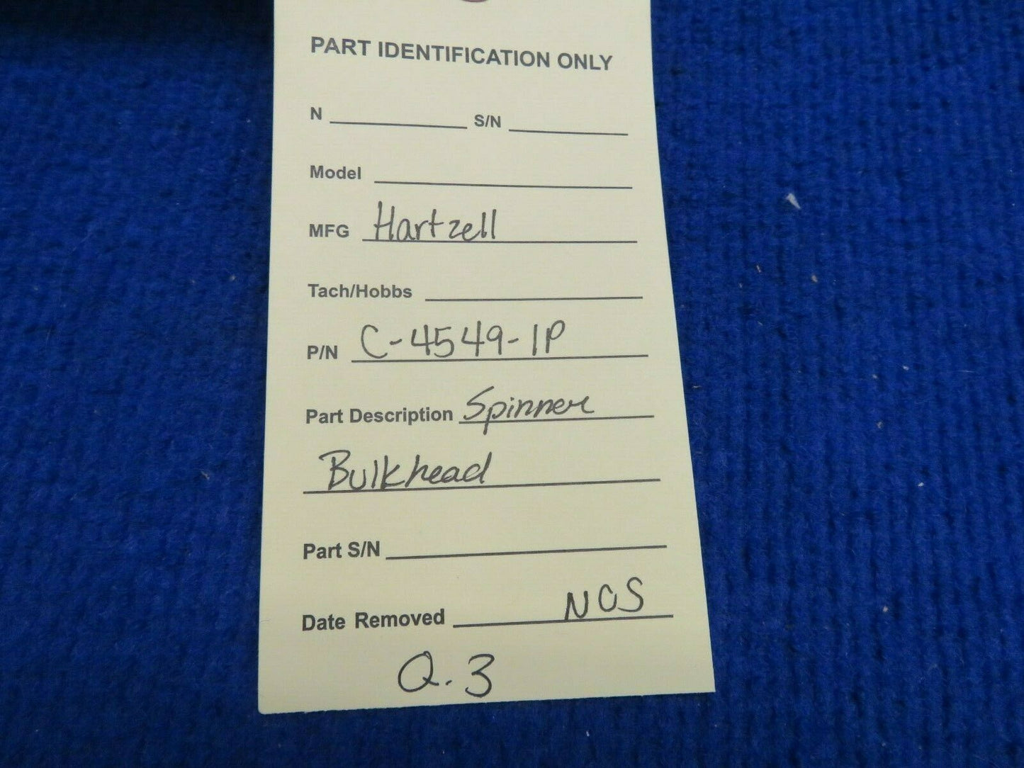 Hartzell Spinner Bulkhead P/N C-4549-1P NOS (0422-55)