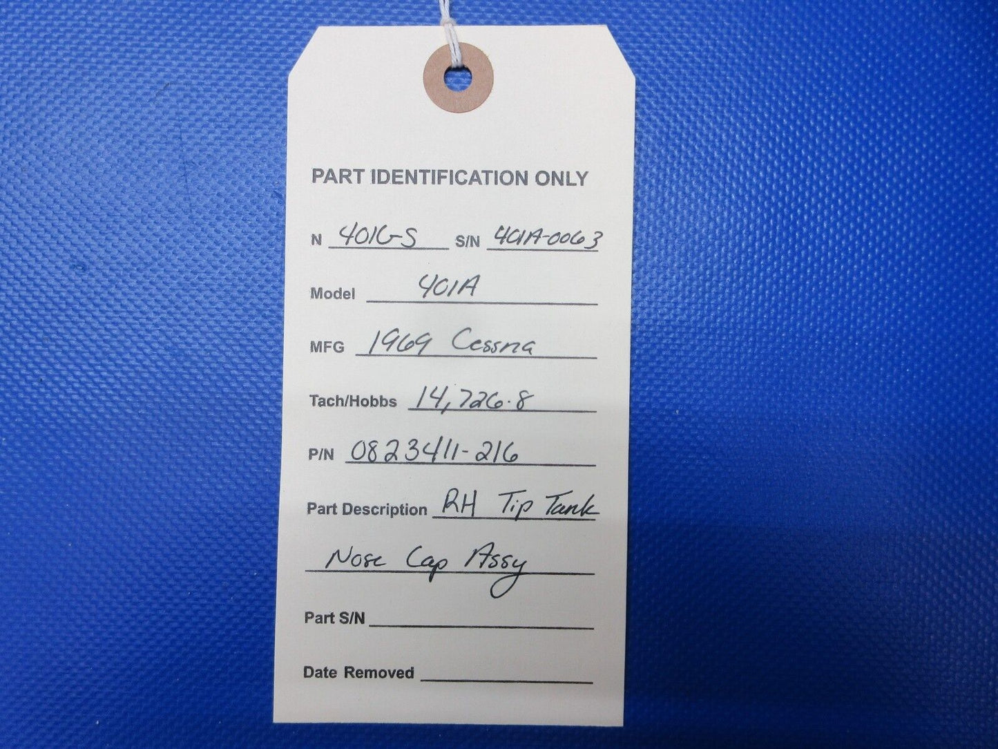 Cessna 401 / 401A RH Tip Tank Nose Cap Assy P/N 0823411-216 (0124-1413)