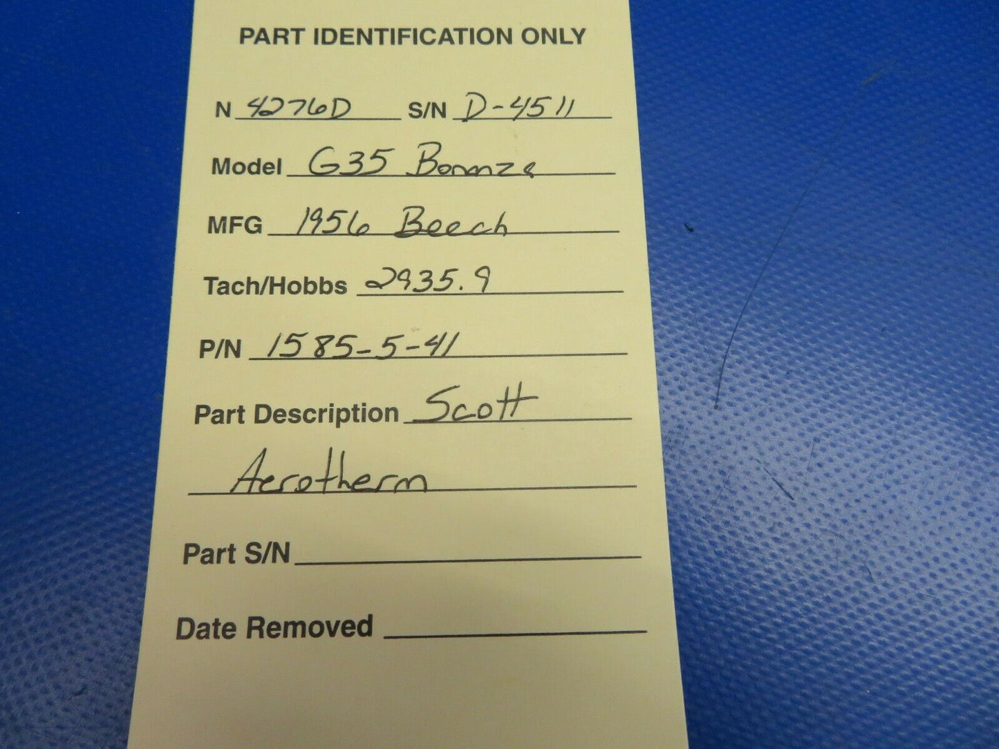 Beech G35 Bonanza Scott Aerotherm / Thermometer P/N 1585-5-41 (0620-394)