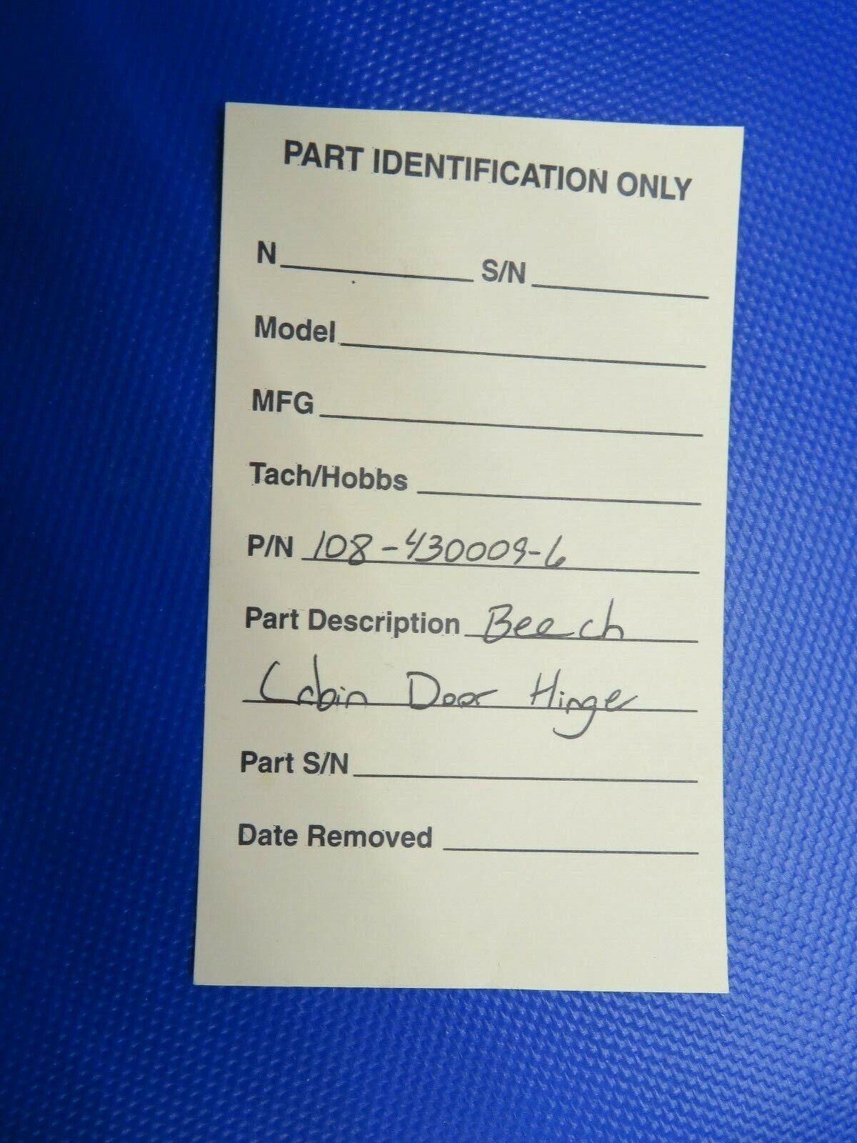 Beech Cabin Door Hinge P/N 108-43009-6 NOS (1120-165)