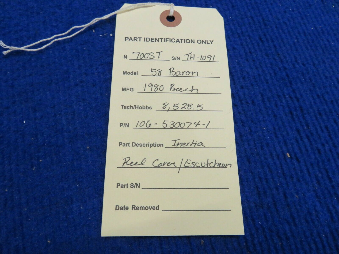 Beech 58 Baron Inertia Reel Cover / Escutcheon P/N 106-530074-1 (0322-565)