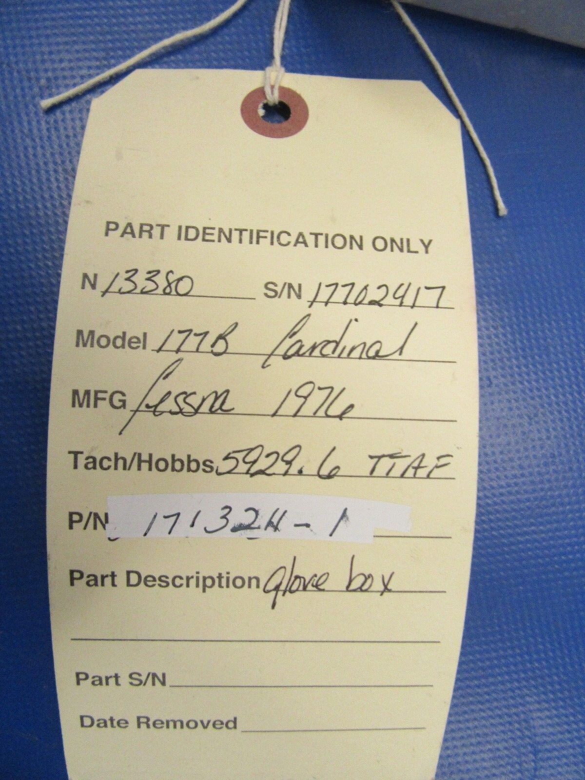 1976 Cessna 177B Glove Box P/N 17132H-1 (0218-76)