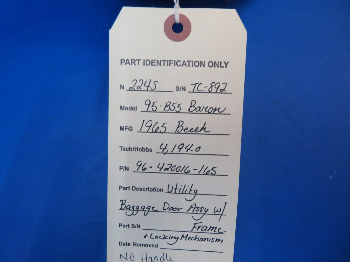 Beech 95-B55 Baron Utility Baggage Door w/ Frame P/N 96-420016-165 (0123-564)