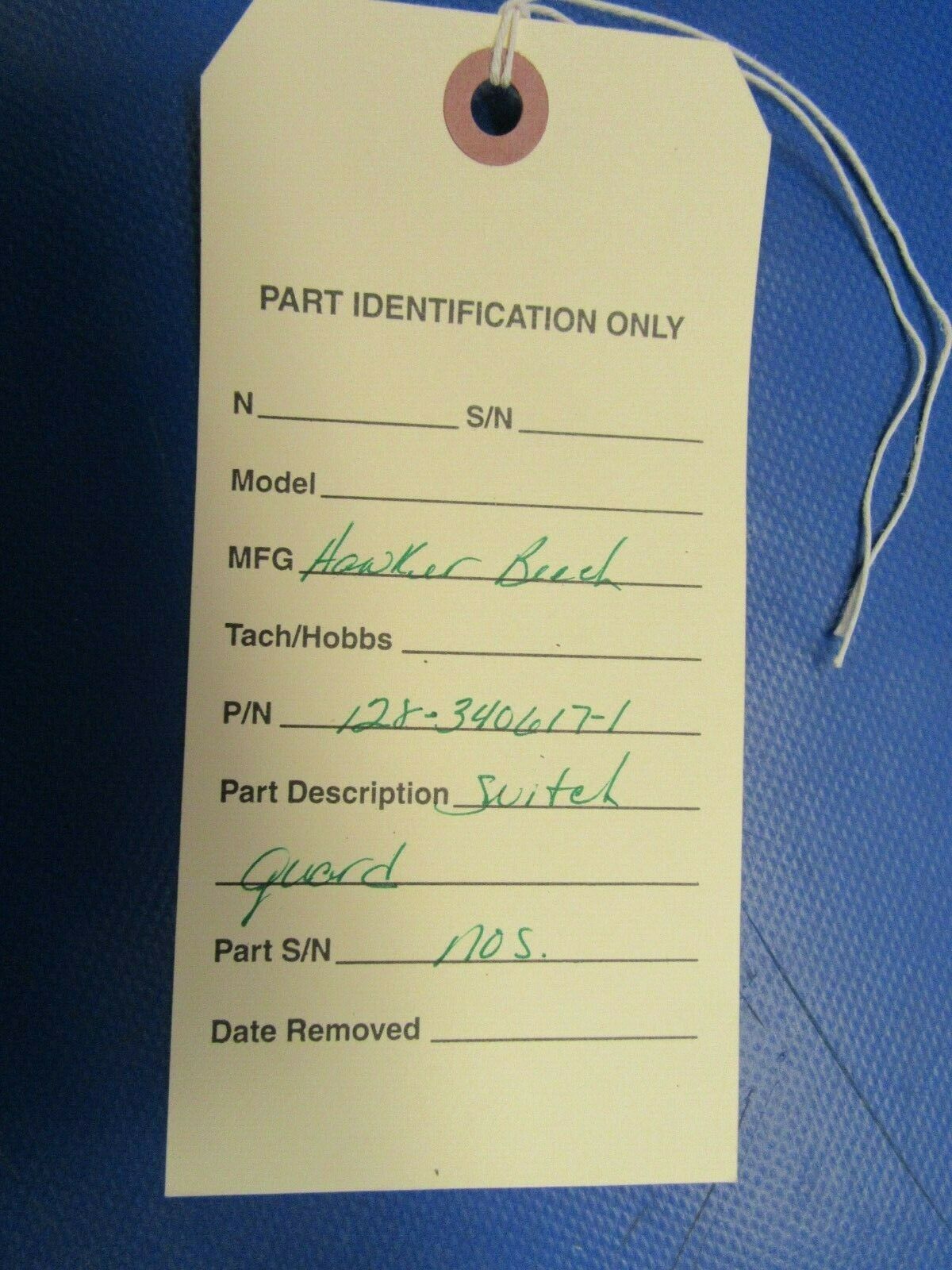 Hawker Beech Switch Guard P/N 128-340617-1 NOS (0419-330)