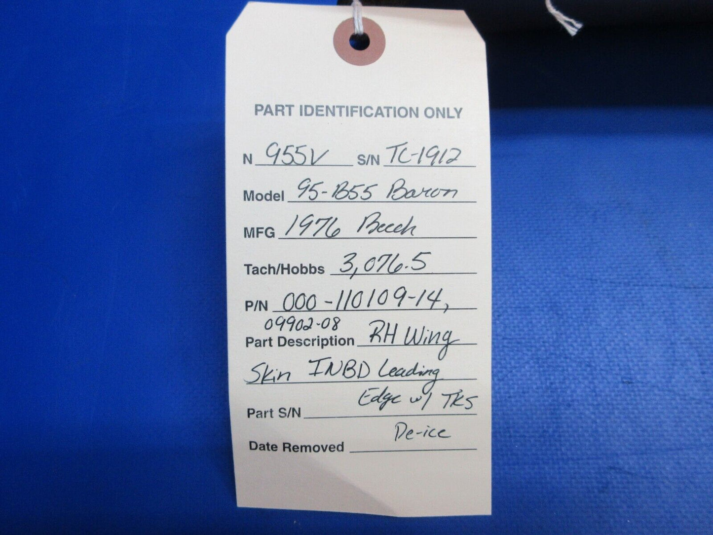 Beech 95-B55 Baron RH Wing Skin INBD w/ TKS De-Ice P/N 000-110109-14 (0623-741)