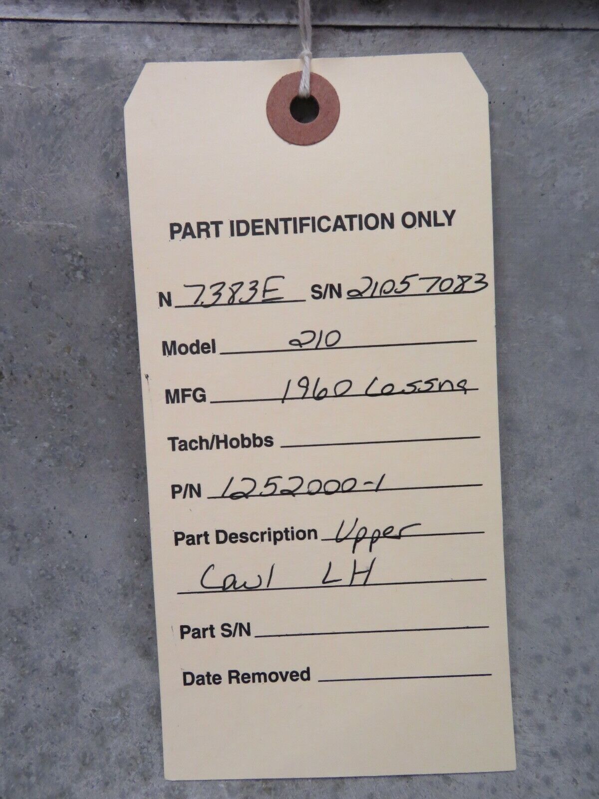 1960 Cessna 210 Upper Cowl LH P/N 1252000-1 (0321-145)