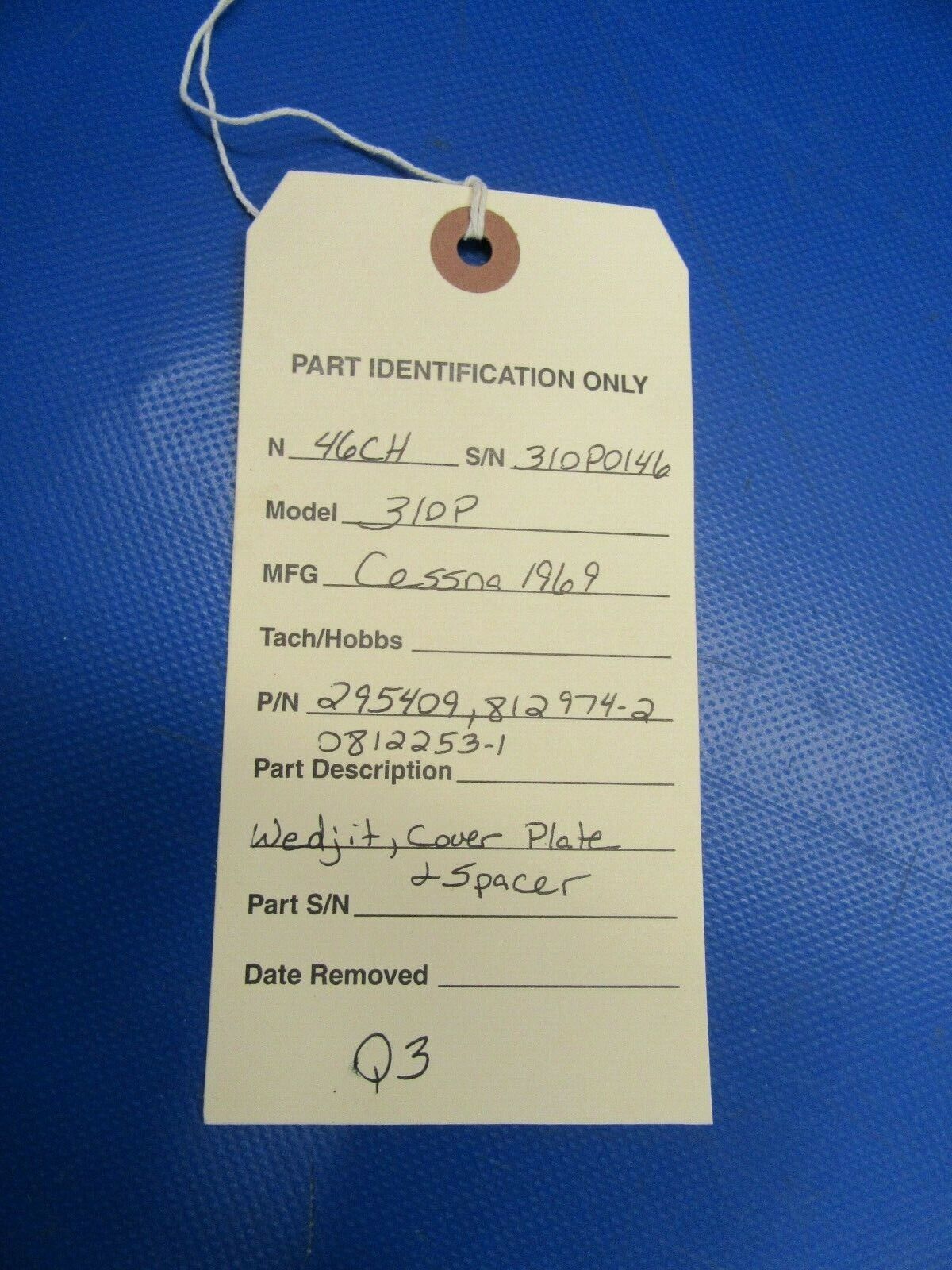 Cessna 310P Wedjit, Spacer & Cover Plate P/N 295409, 812974-2 (0819-161)