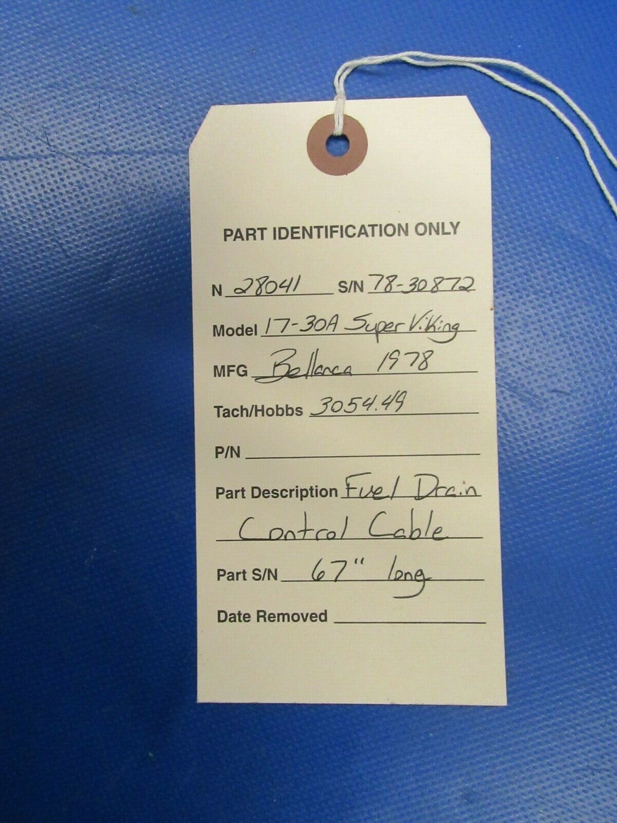 Bellanca 17-30A Super Viking Fuel Drain Control Cable (0919-41)