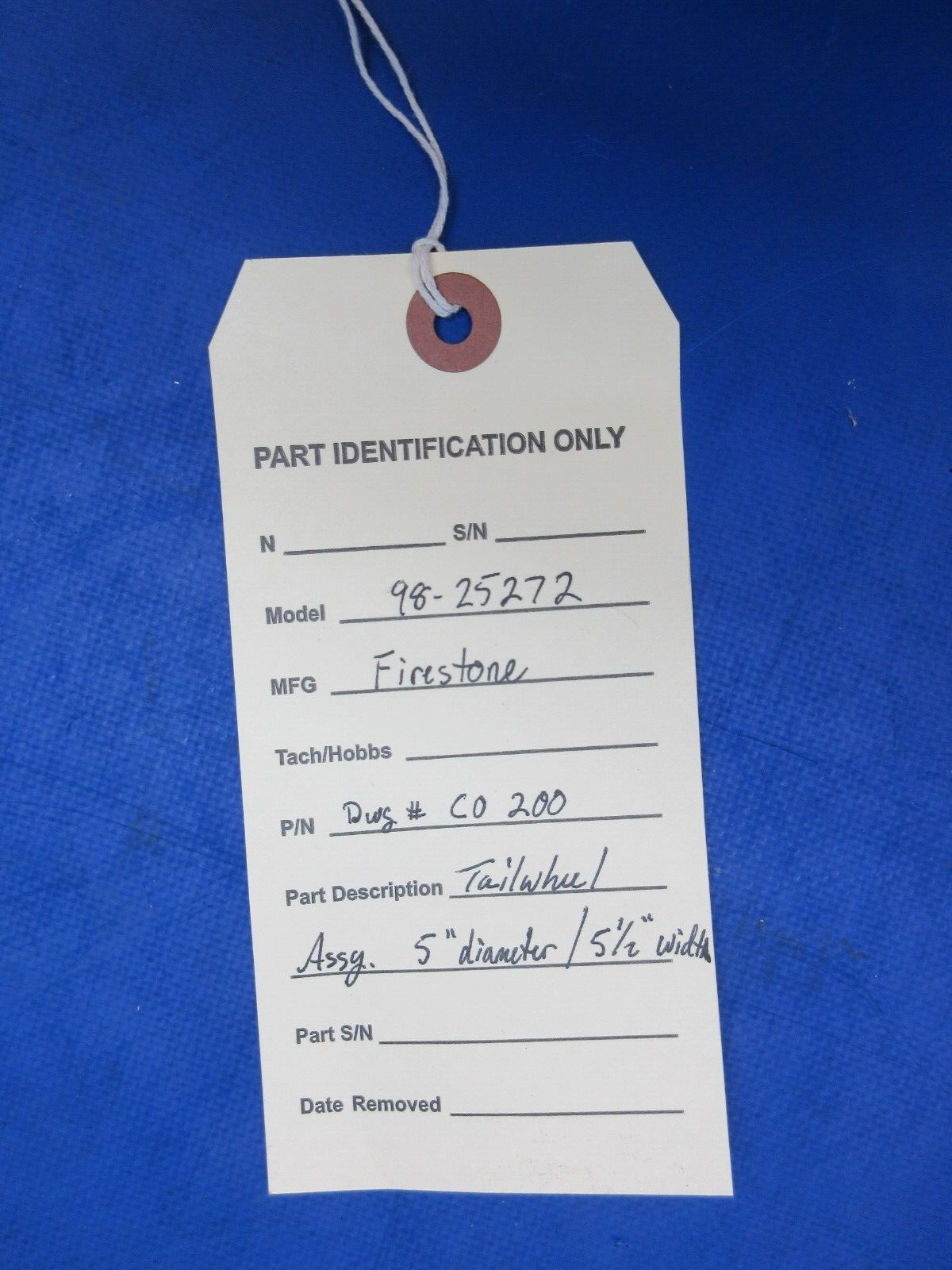 Firestone 98-25272 Tailwheel Assy DWG No. CO200 (1123-693)