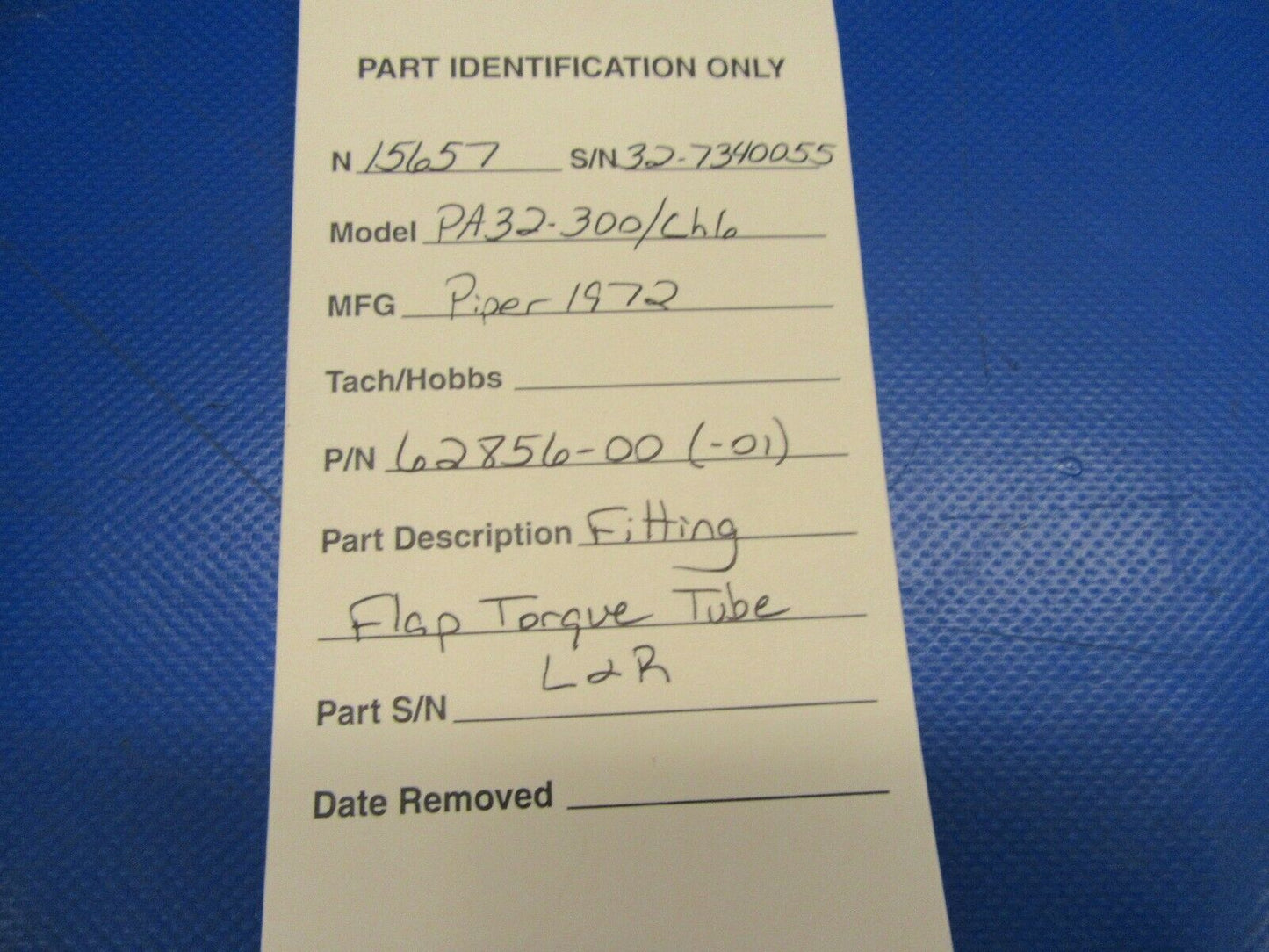 Piper Cherokee Six Fitting Flap Torque Tube LH & RH P/N 62856-00 (0819-93)