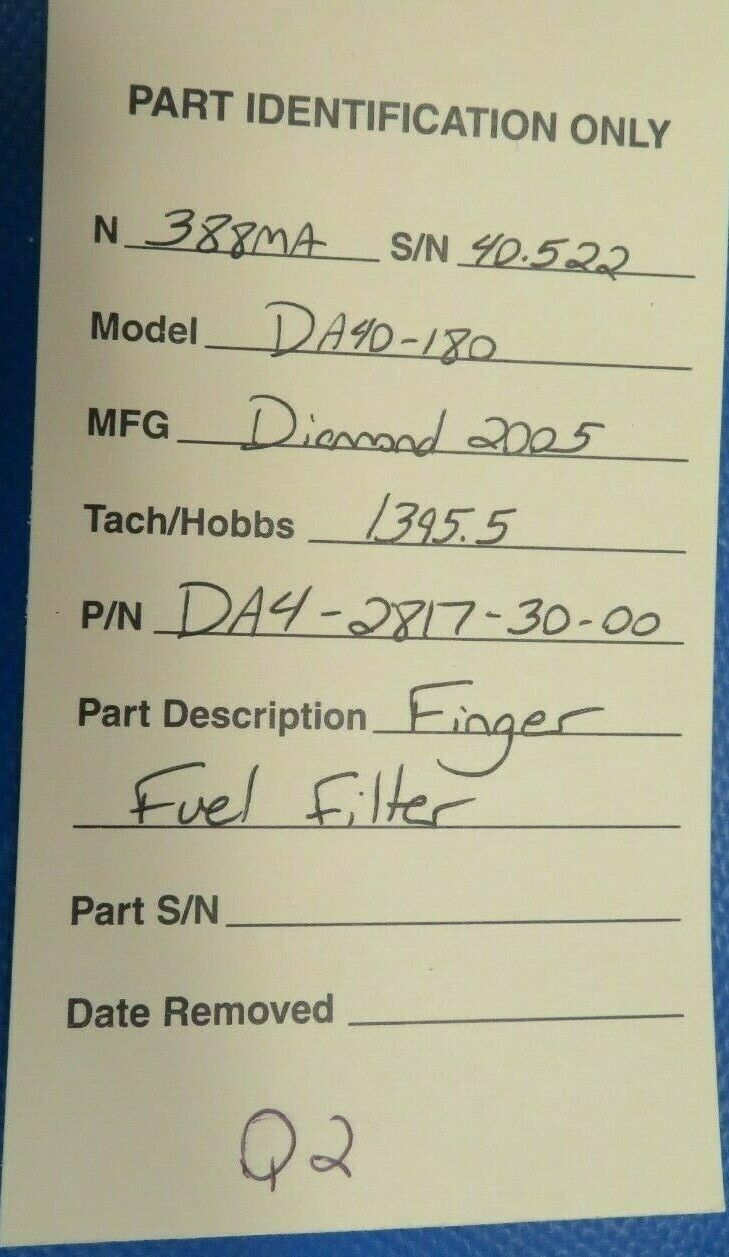 Diamond DA40-180 Finger Fuel Filter P/N DA4-2817-30-00 (0220-108)