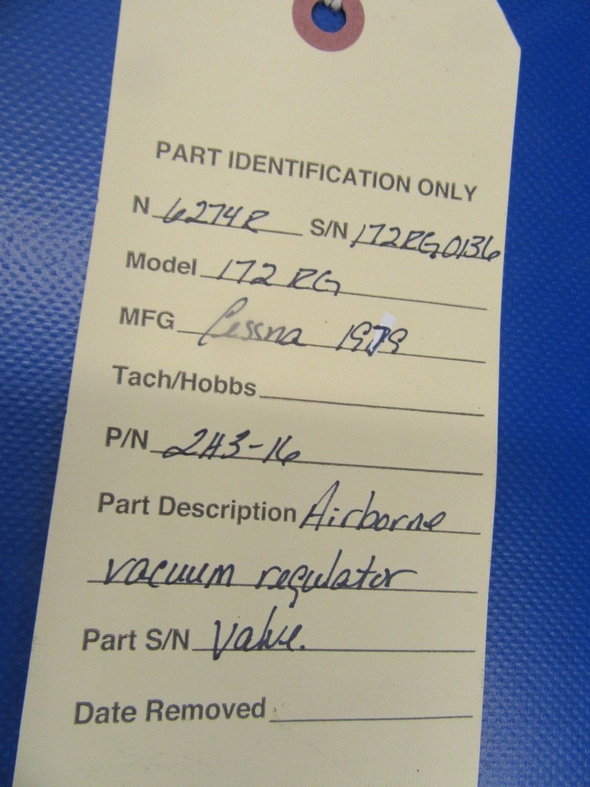 Cessna 172RG Airborne Vacuum Regulator Valve P/N 2H3-16 (0618-295)