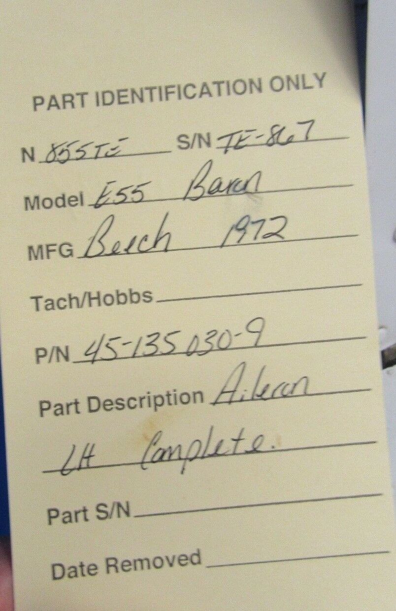 Beech Baron E55 Aileron LH P/N 45-135030-9 Aluminum Minus Trim Tab (0118-184)