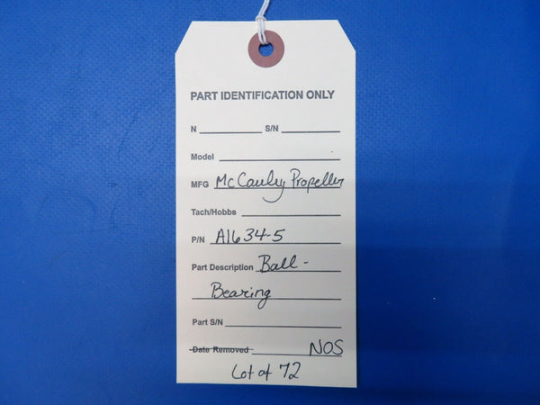 McCauley Threaded Propeller Ball Bearing LOT OF 72 P/N A1634-5 NOS (0523-614)