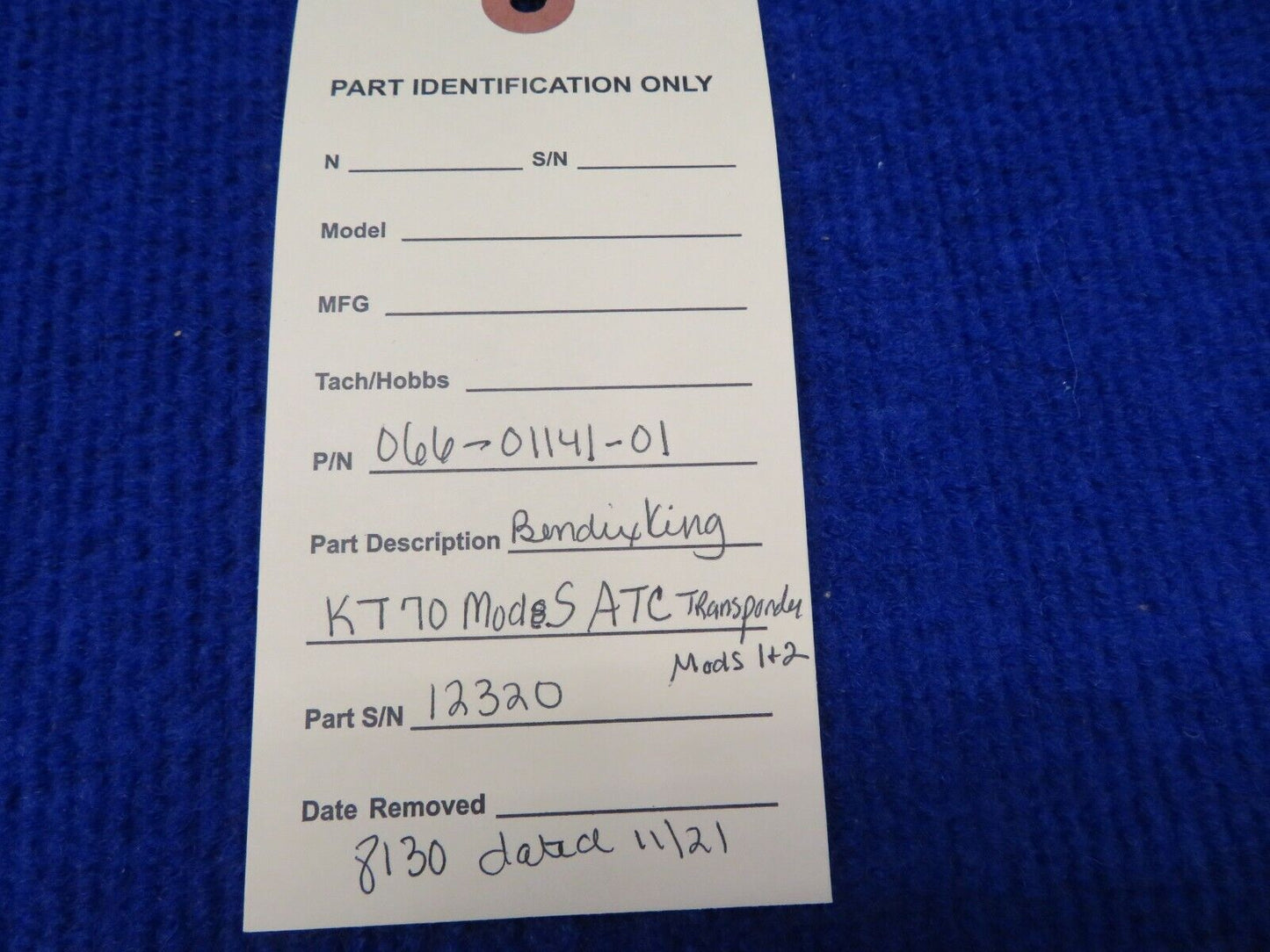 Bendix King KT70 Mode S ATC Transponder w/ 8130 P/N 066-01141-0101 (1221-23)