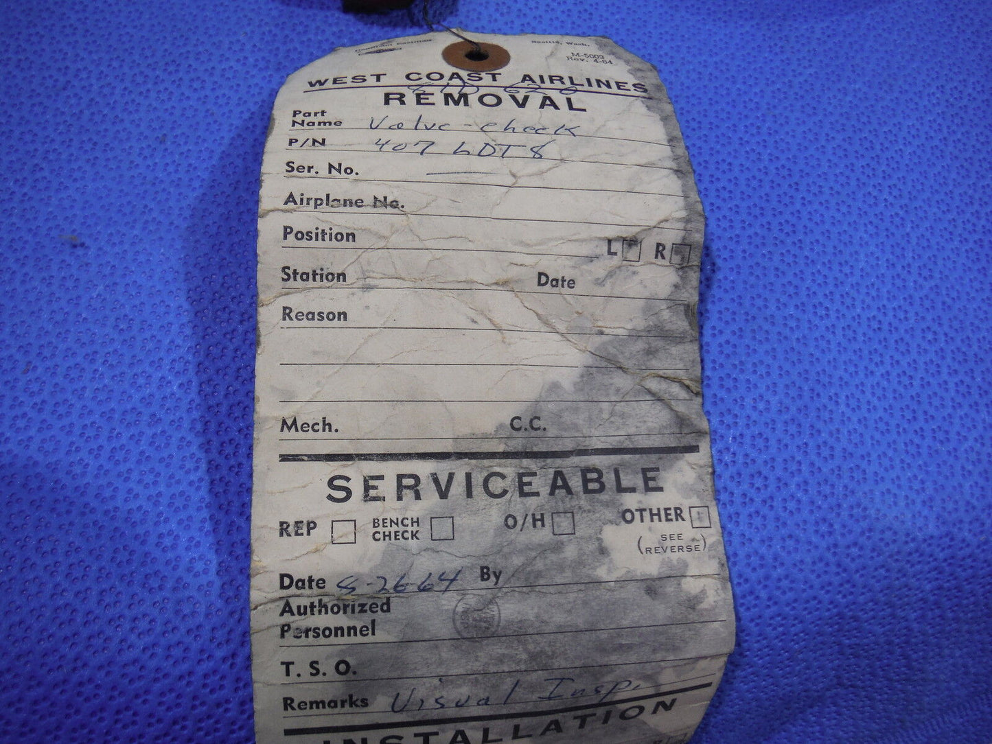 Parker Check Valve, Copper Alloy, P/N 407LDT8 (815-57)