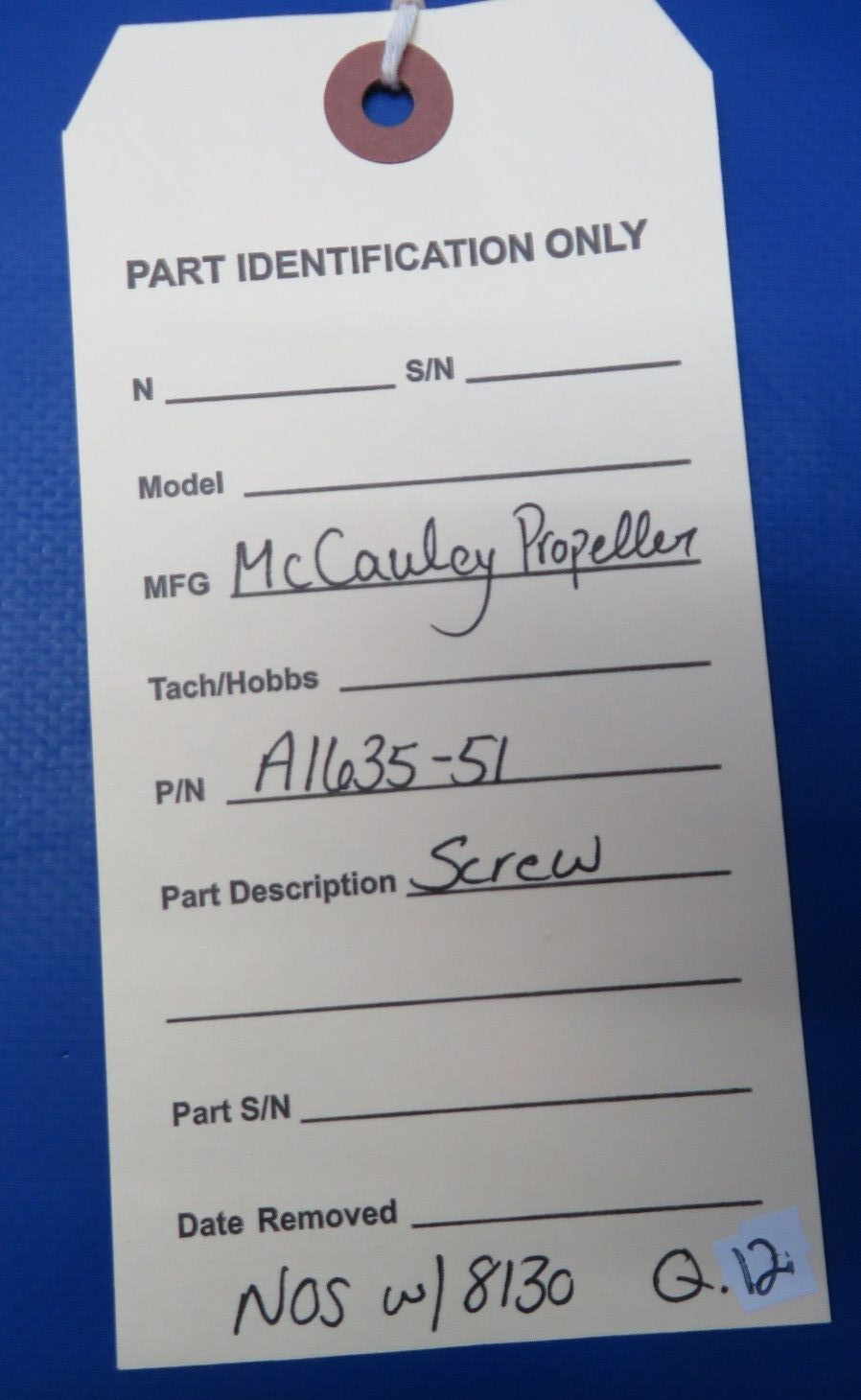 McCauley Threaded Propeller Screw P/N A1635-51 NOS w/ 8130 (0523-188)