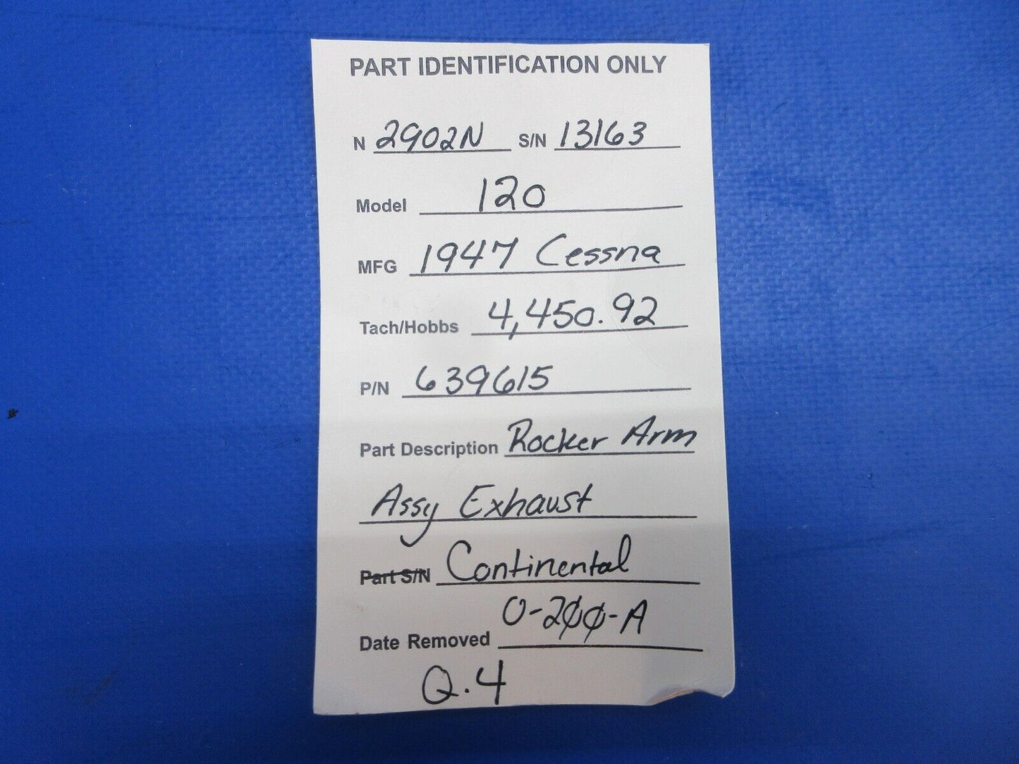 Continental O-200-A Rocker Arm Assy Exhaust P/N 639615 (0723-196)