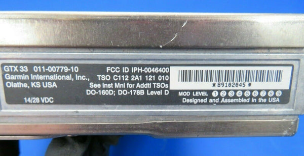 Garmin GTX 33 Remote Transponder 14V / 28V 011-00779-10 Guaranteed (0220-09)