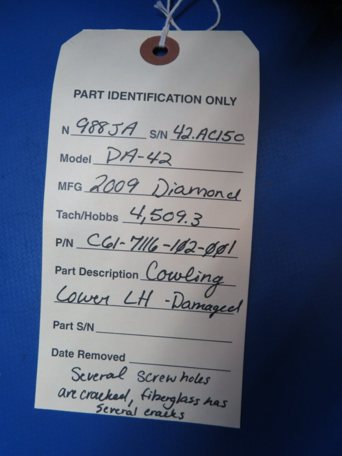 Diamond DA-42 Cowling Lower LH Damaged P/N C61-7116-102-001 (0623-458)