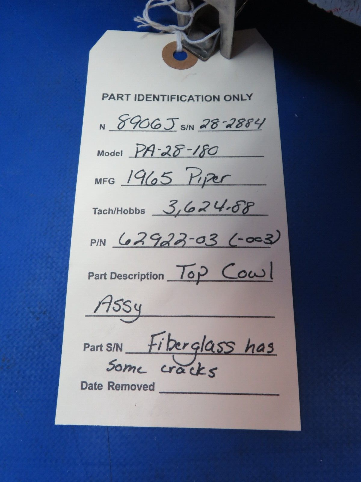 Piper PA-28-180 Top Cowl Assy P/N 62922-03 (0723-711)