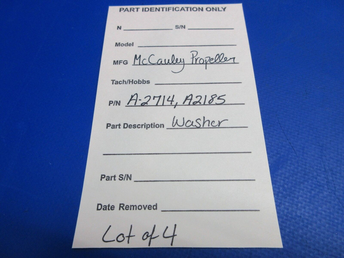 McCauley Threaded Propeller Washer LOT OF 4 P/N A-2714, A2185 (0523-404)